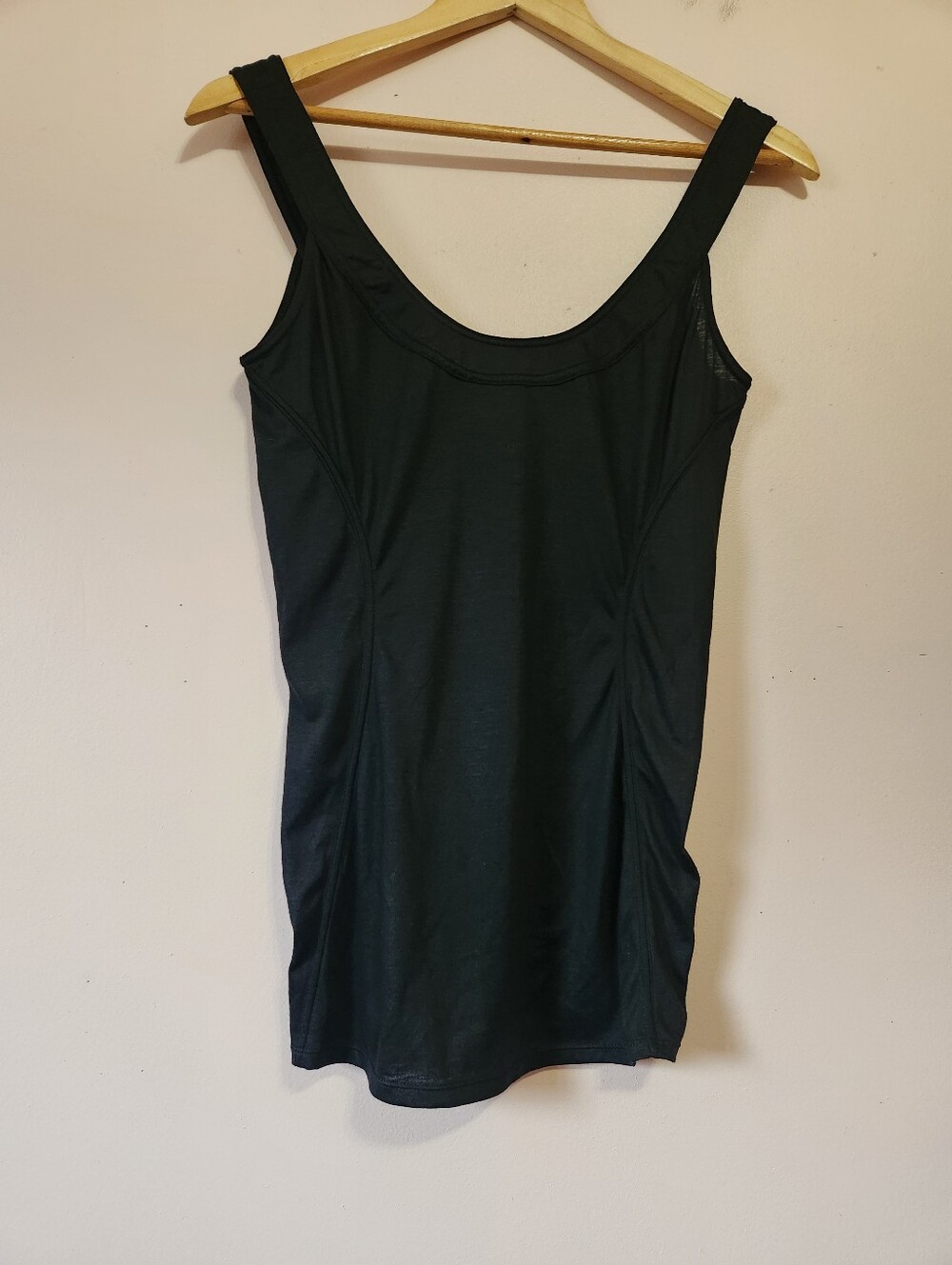 Helmut Lang Black Chintz Viscose Jersey Paneled Scoop Neck Tank Top Size M Chic
